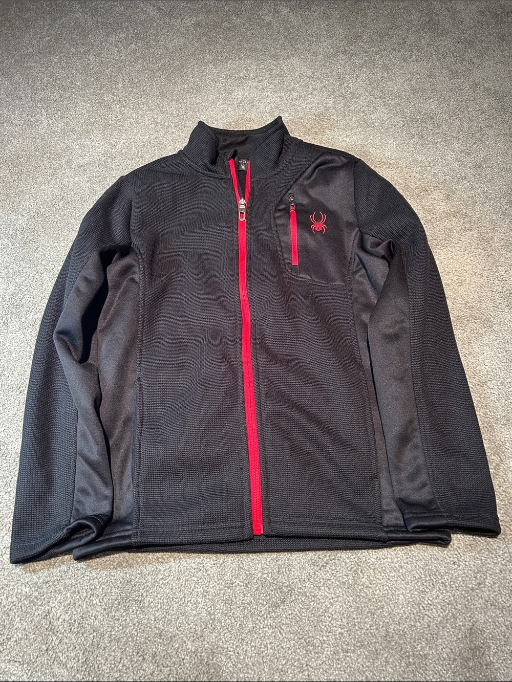 Spyder Black Jacket with Red Accents - Kids Performance Zip